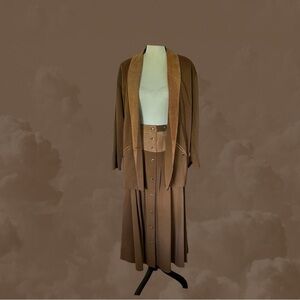 Vintage Western/English Pigskin Leather Trim Skirt & Jacket  HTF Set. Sz.M